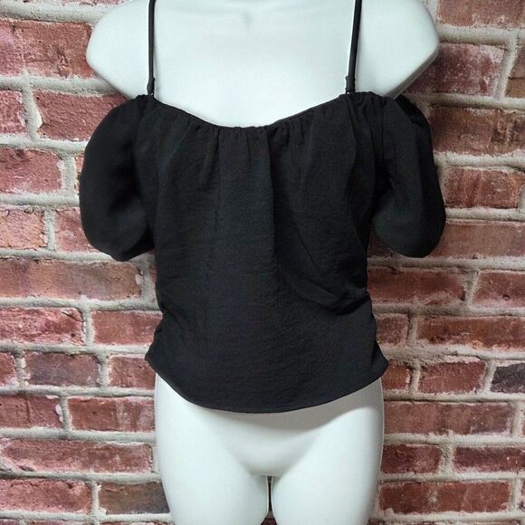 A New Day Off Shoulder Black Slim Fit Top | Side Zip & Ruching | Size XS - Picture 1 of 6